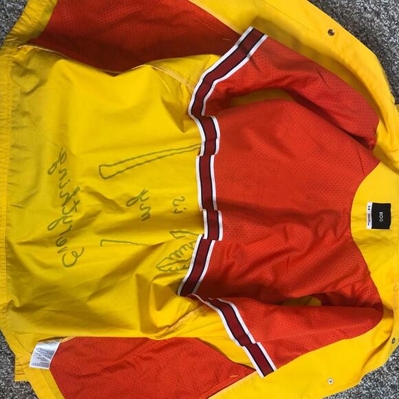 Urban Outfitter BDG Ott Street Palm Tree Coach Jacket Yellow Paradise Forever S - Picture 9 of 9